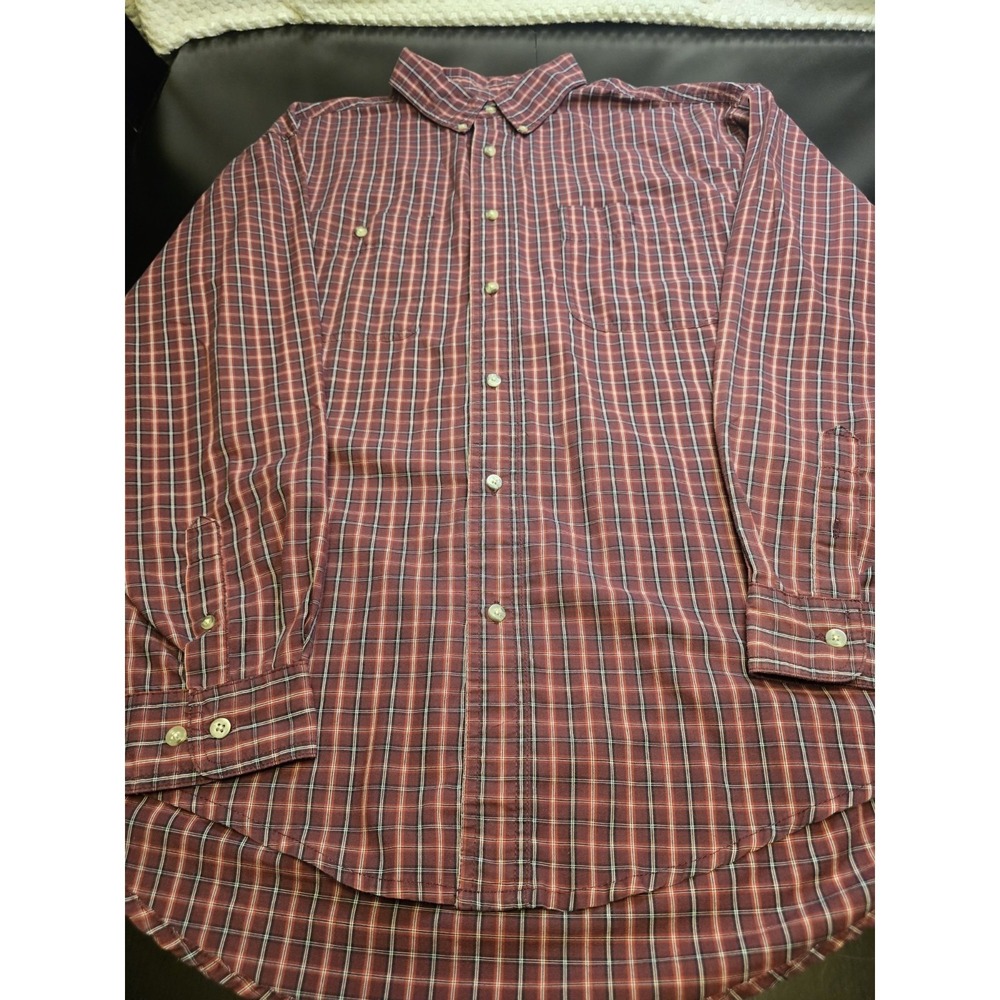 Men's Wrangler Rugged Wear Shirt Button Down Long Sleeve Red Plaid‎ XL